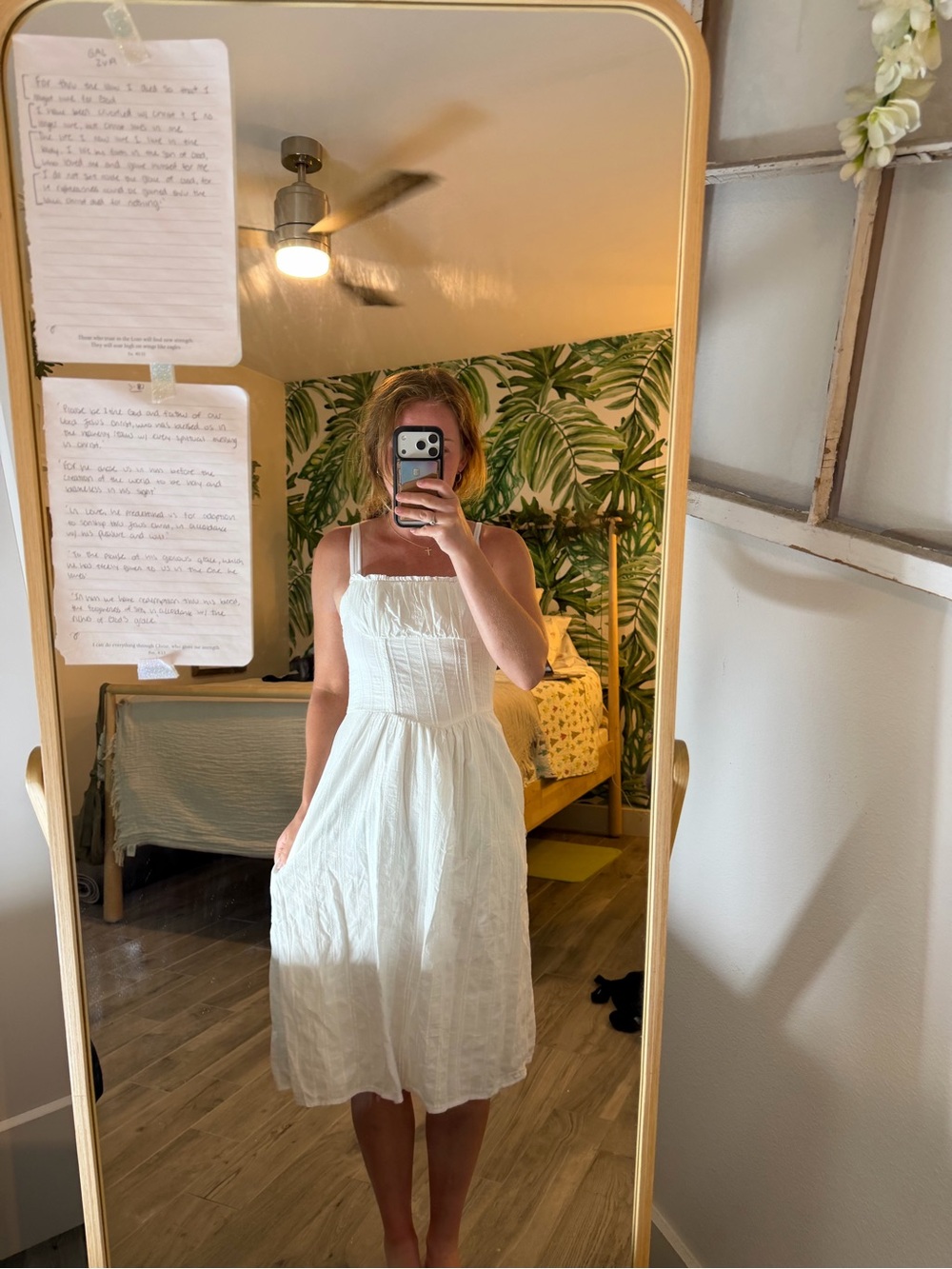 wild fable White Square Neck Midi Dress